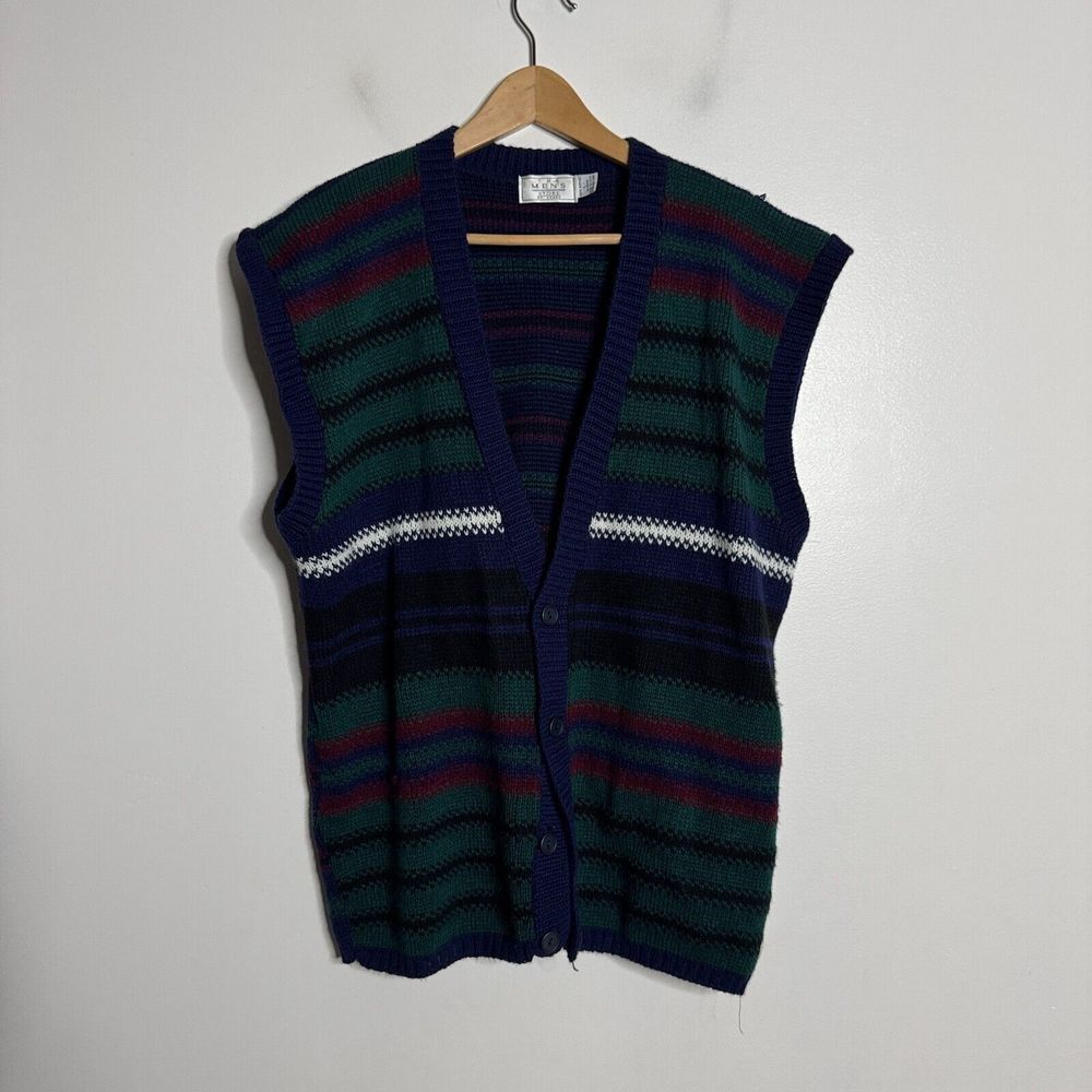 The Men's Store Sears‎ Sweater Vest L Mens Hoodie Acrylic Solid Blue